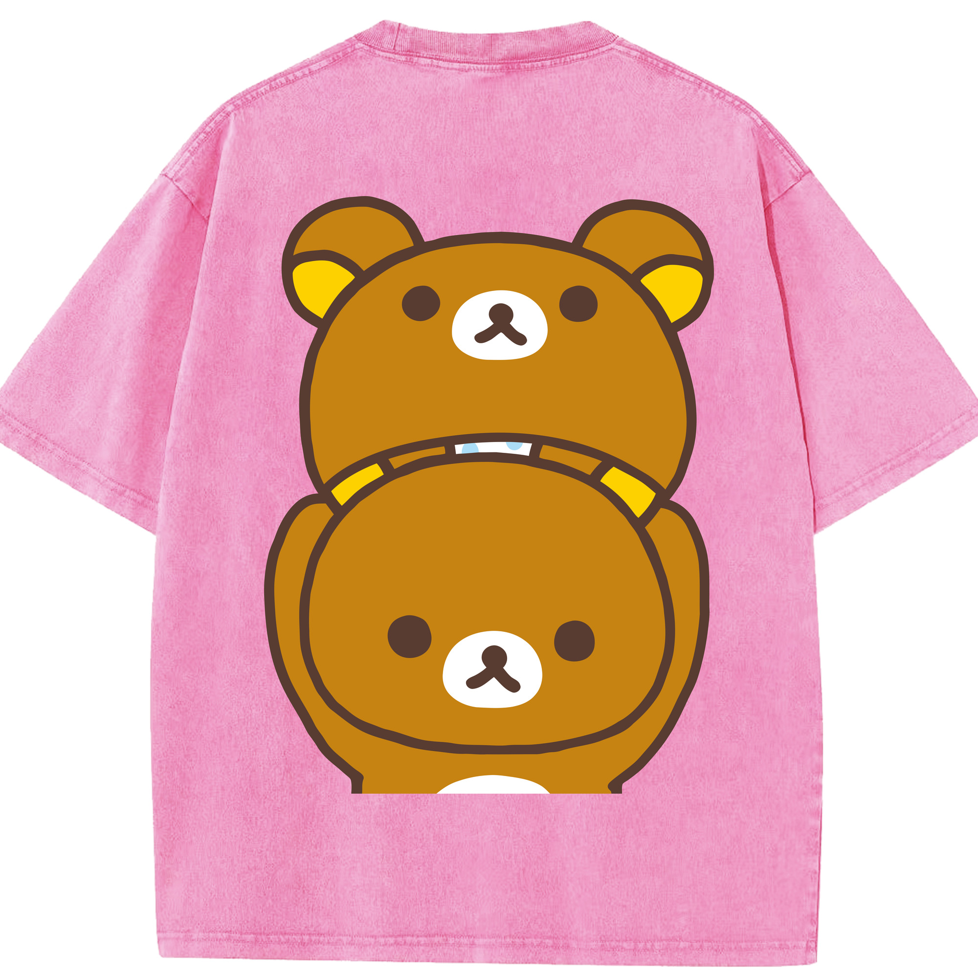 （画像用） リラックマ リラックマ キイロイトリ Rilakkuma Korilakkuma Kiiroitori 綿100% ヴィンテージ風 半袖Tシャツ（背面プリント）